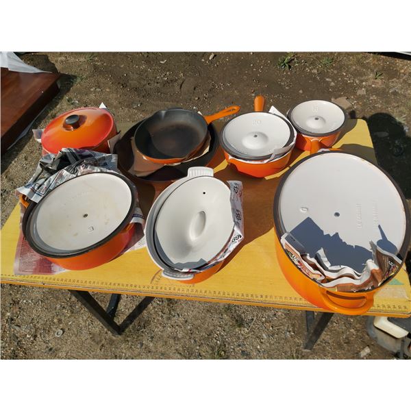 Le Creuset enameled cast iron cookware pieces