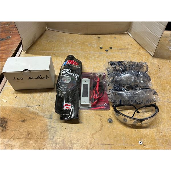 Miscelleneous Items ( LED Headlamp, Battery Hydrometer, DC Checker, Protective Eyewear)