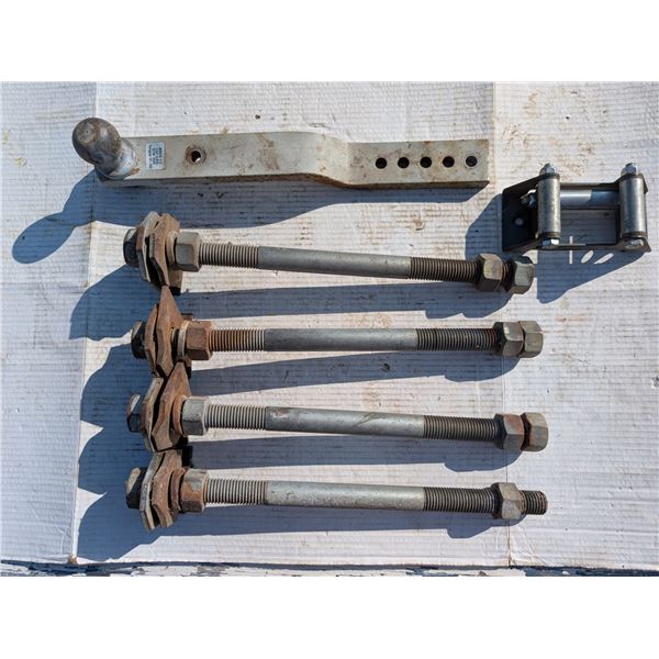 Box of Bolt Type Tools (17") and Trailer Hitch Ball Mount