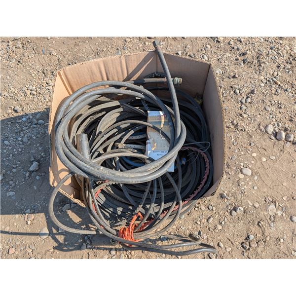 Box full of Misc. Cords, Bungies, Belts, and etc.