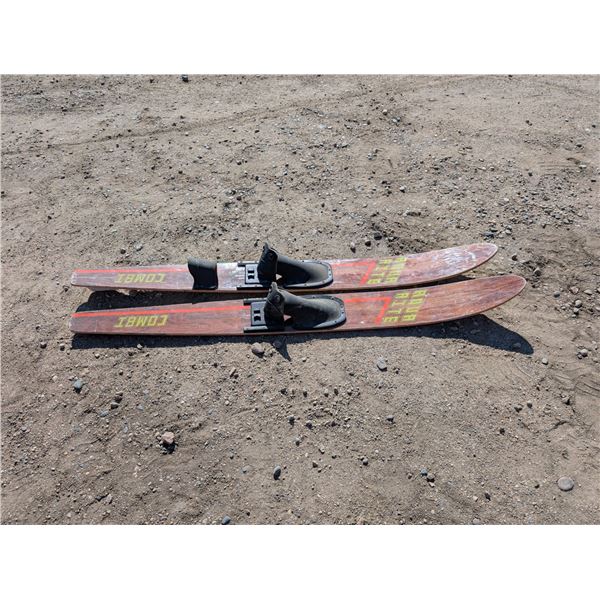 Pair of Aqua Rite Combi Skis (Wooden Water Skis) (Good Condition) 66"