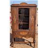 Wooden Rolling Glass Door Display Cabinet (Good Condition, 64.5"x15"x36")