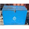 Image 1 : Blue wooden Chest Box (27"x34"x18") w/ Rolled Groove Ridge Tool (Dimensions As Shown)