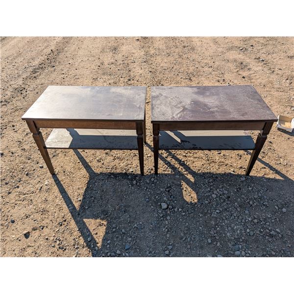 (2) Small Wood Table Ends (ok Condition) (21"x30"x18")