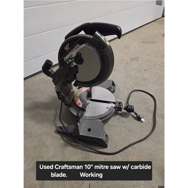 Used Craftsman 10" Miter Saw w/Carbide Blade (working)