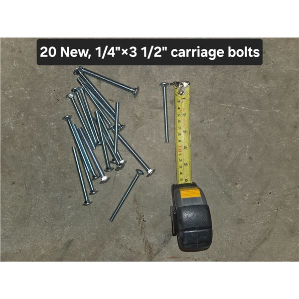 20 New 1/4"x3 1/2" Carriage Bolts