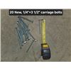 Image 1 : 20 New 1/4"x3 1/2" Carriage Bolts