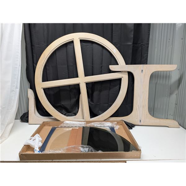 41"x27.5" wooden table (disassembled) w/ Glass Top (good Condition)