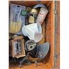 Image 1 : Green crate with misc tools and hardware- boat props, sealant