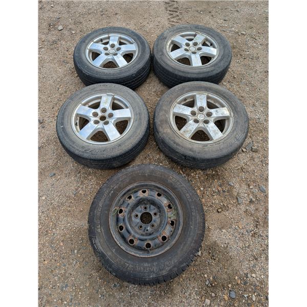 Set of Bridgestone w/ Ram Rims 215/65R16 98T And Spare All Season Motor Master Tire