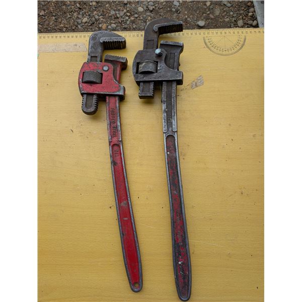(2) Large Pipe Wrenches (Slight Bend on Each and Ok Condition)