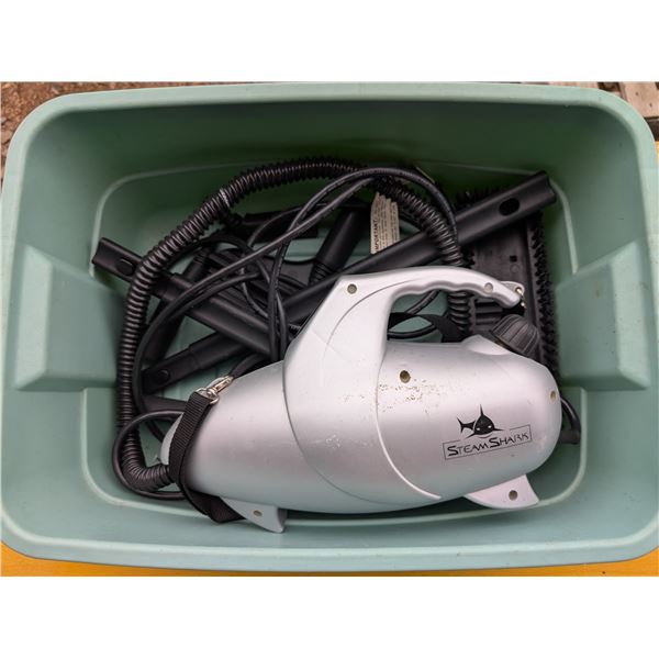 Shark Steam Rug Cleaner (works) W/ Green Rubber Maid Storage Box