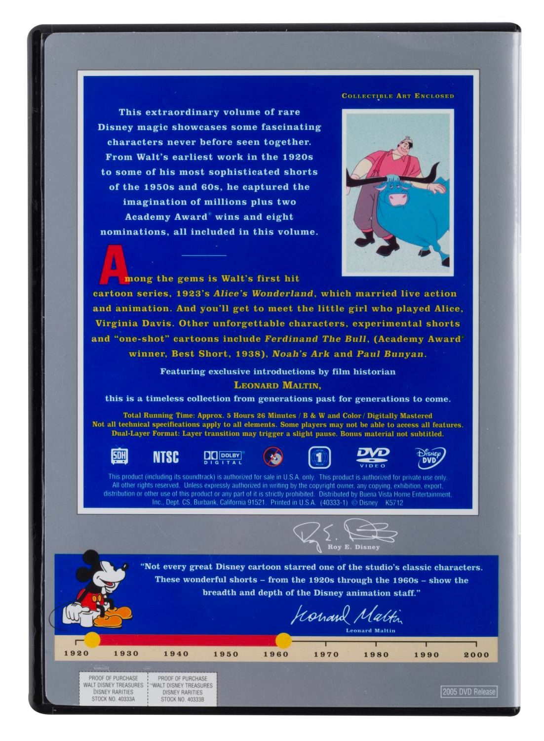 Disney Rarites Dvd A Walt Disney Treasures “Disney Rarities” DVD Set.