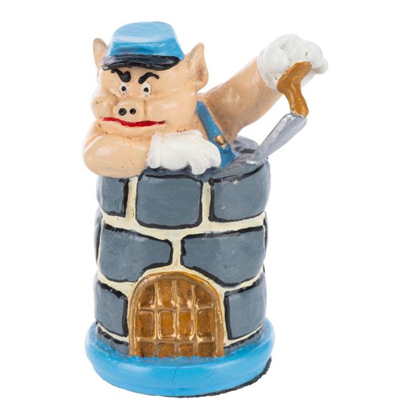 A Three Little Pigs Practical Pig Pewter Chess Piece.