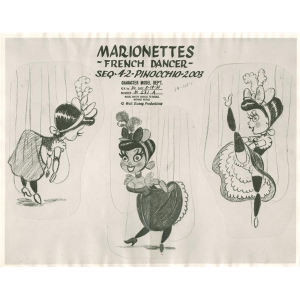 A “Pinocchio” French Dancers Photostat Model Sheet.