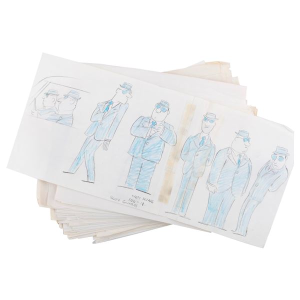 A Large File of 1970s Hanna Barbera Background Character Drawings.