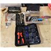 Image 1 : Multiple Tools:  Solar Panel Crimping Kit, Walter 08-C 455 Grinding Wheel, Hole Saw, Drivers, etc