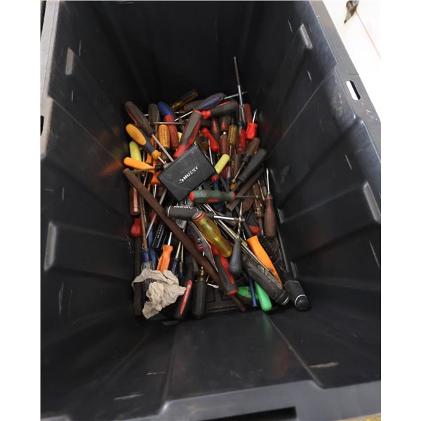 Multiple Hand Tools: Screwdrivers, Allen Wrenches, etc in Bin