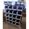Image 1 : Rolling Storage Bin Rail Floor Rack w/ Blue Bins
