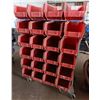 Image 1 : Rolling Storage Bin Rail Floor Rack w/ Red Bins
