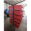 Image 2 : Rolling Storage Bin Rail Floor Rack w/ Red Bins