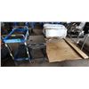 Image 1 : Qty 2 Wheeled Utility Carts w/ Undershelves & Dolly w/ Wooden Platform