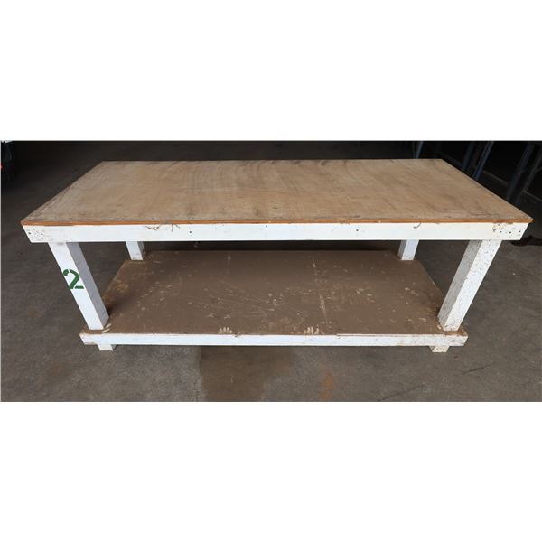 Wooden Work Table w/ Undershelf 87" x 34" x 36"H