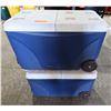 Image 1 : Qty 2 Large Rubbermaid Rolling Coolers