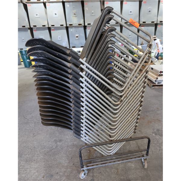 Qty Approx. 18 Stacking Plastic Chairs on Dolly