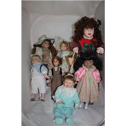 Lot of 7 Collectible Porcelain Dolls