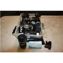 Box lot of Camera Lenses & Accessories