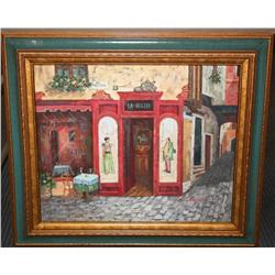 Framed Oil on Canvas of Paris Restaurant