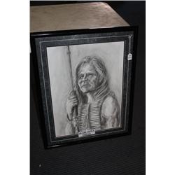 Framed Akare Sioux Indian W/Breastplate