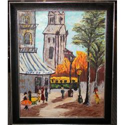 Framed Oil of a Paris Scene