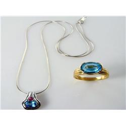 14kt Gold Ruby & Tourmaline Set