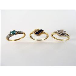 (3) Diamond & Gemstone Ring Collection