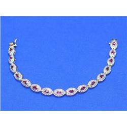 Synthetic Ruby & Vermeil Tennis Bracelet