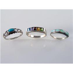 (3) Natural Gemstone Rings