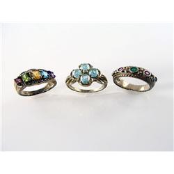 (3) Natural Gemstone Rings