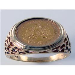 Men’s Ring Mexican Dos Pesos Gold Coin Ring