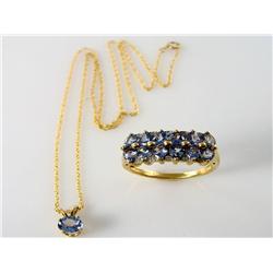 14kt Gold Tanzanite & Diamond Set