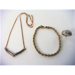 4.10ctw Diamond Necklace Bracelet Ring Set