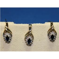 Diamond & Sapphire Earring and Pendant Set