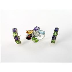 Natural Gemstone Ring & Earring Set