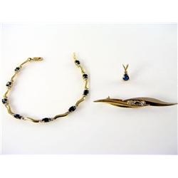 (3) 10kt 14kt & & 18kt Gold Sapphire Collection