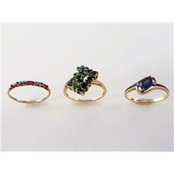 (3) Gemstone Rings 7.1 Grams