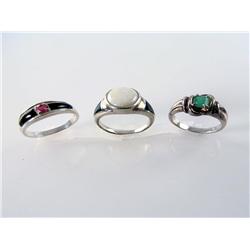 (3) Natural Gemstone Rings