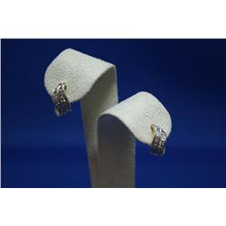 14k Yellow Gold Channel Set Diamond Earrings