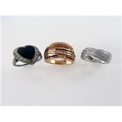 (3) Natural Gemstone Rings