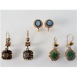 (3) 10kt & 14kt Gold Gemstone Earrings
